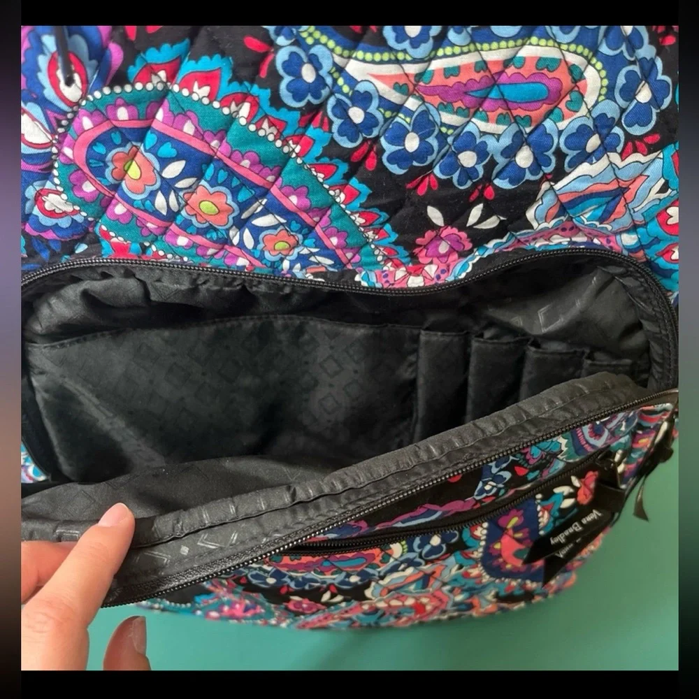 Vera Bradley Haymarket Paisley Black Floral LG Essential Laptop Backpack - Picture 7 of 11